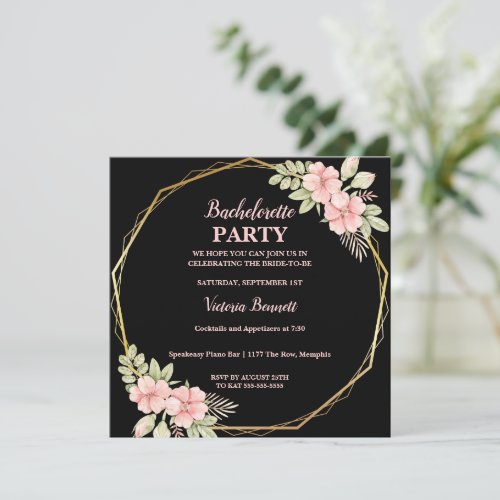 Chic Floral Wreath  Bachelorette Party Invitation