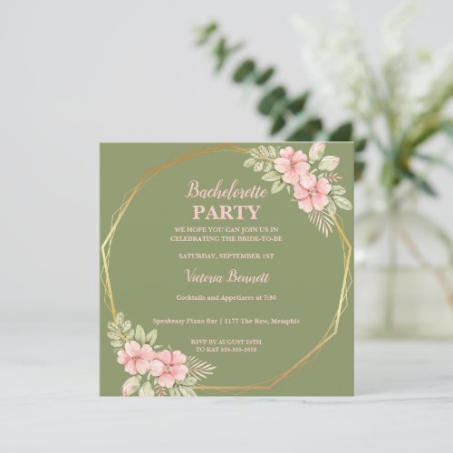 Chic Floral Wreath  Bachelorette Party Invitation