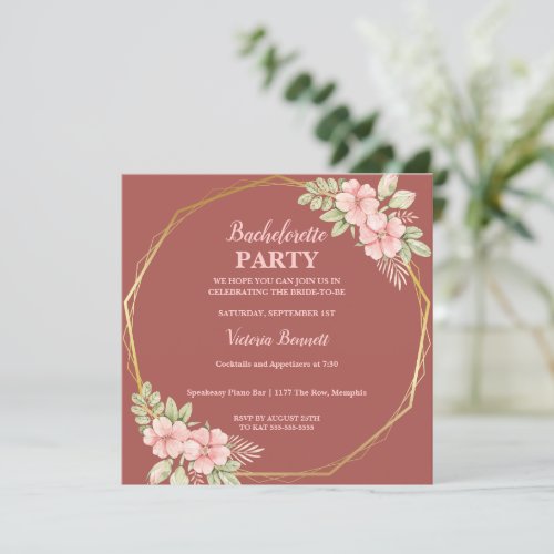 Chic Floral Wreath  Bachelorette Party Invitation