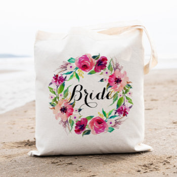 Chic Floral Wreath Bride-5 Tote Bag by Precious_Presents at Zazzle