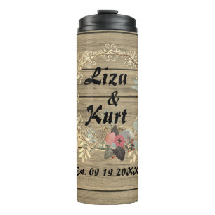 Chic Floral Wreath Rustic Wedding   Thermal Tumbler