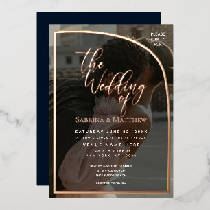 Chic Floral Wreath Wedding Foil Invitation