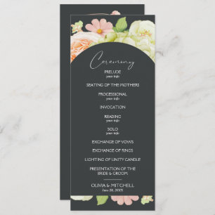 Chic Florals Dark Wedding Ceremony Program