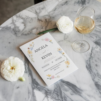 Chic Florals: Elegant Minimalist Wedding  Invitation
