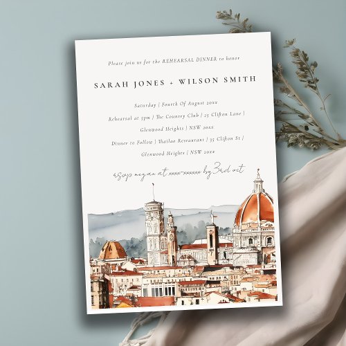Chic Florence Cathedral Italy Rehearsal Dinner Invitation