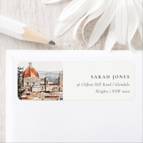 Chic Florence Cathedral Italy Watercolor Address Label