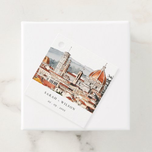 Chic Florence Cathedral Italy Watercolor Wedding Favor Tags