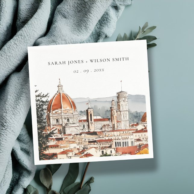 Chic Florence Cathedral Italy Watercolor Wedding Napkins (Creator Uploaded)