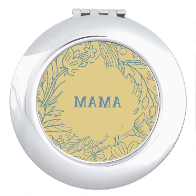 Chic Flower Print Personalized Compact Mirror (Front)