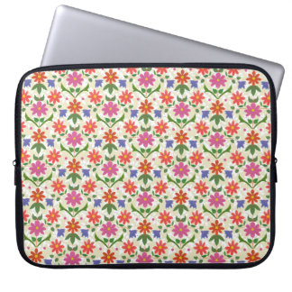 Chic Flowers and Polka Dots on Ecru Laptop Sleeve