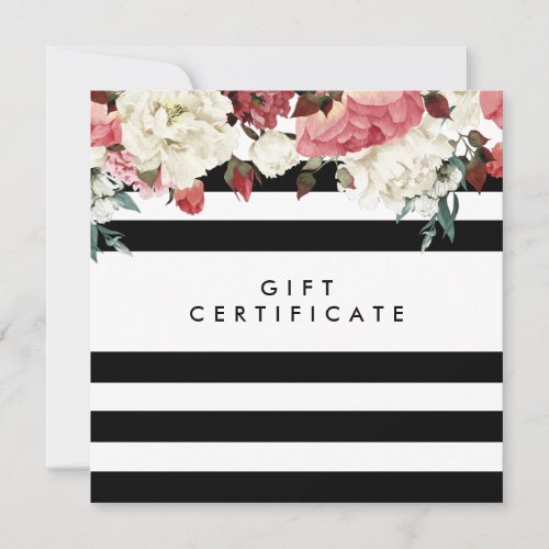 Chic Flowers and Stripes Salon Gift Certificate