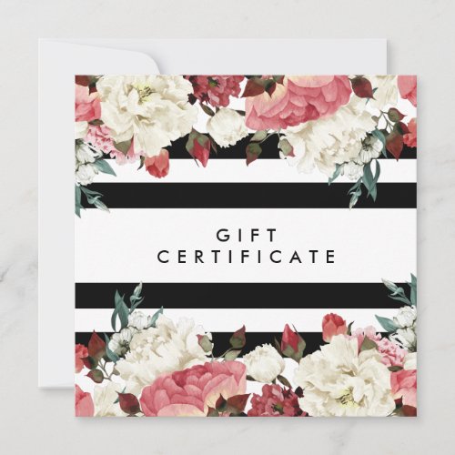Chic Flowers and Stripes Salon Gift Certificate
