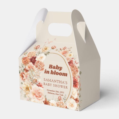 Chic flowers fall colors copper blush Baby Shower Favor Boxes