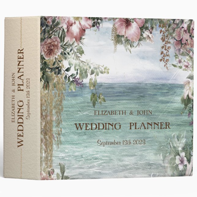 Chic Flowers Ocean  3 Ring Binder (Front/Spine)