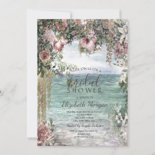 Chic Flowers Ocean Bridal Shower Invitation