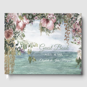 Chic Flowers Ocean Guest Book