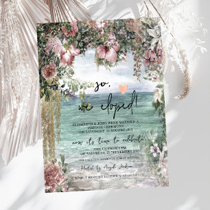 Chic Flowers Ocean Wedding Elopement   Invitation