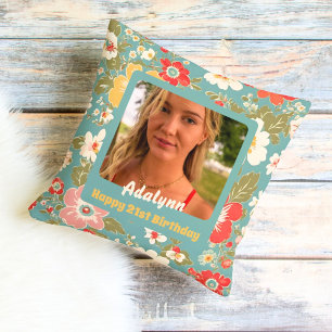 Chic Flowers Photo Gifts for 21 Year Old Female Throw Pillow