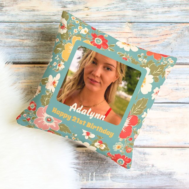 Chic Flowers Photo Gifts for 21 Year Old Female Throw Pillow (Chic Flowers Photo Gifts for 21 Year Old Female)