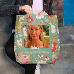 Chic Flowers Photo Gifts for 21 Year Old Female Tote Bag<br><div class="desc">Elevate your style with our Custom Photo Gifts for 21-Year-Old Female Tote Bag, a personalized accessory for the young and extraordinary. This tote bag isn't just a carry-all; it's a canvas for your cherished memories, a blend of modern elegance and vintage allure. Picture your favorite photo, a heartfelt message, or...</div>