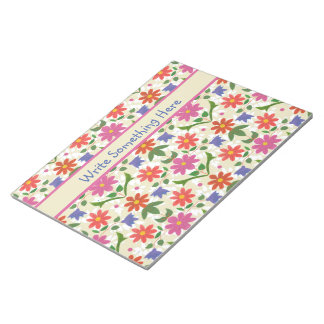 Chic Flowers, Polka Dots on Ecru Notepad or Jotter