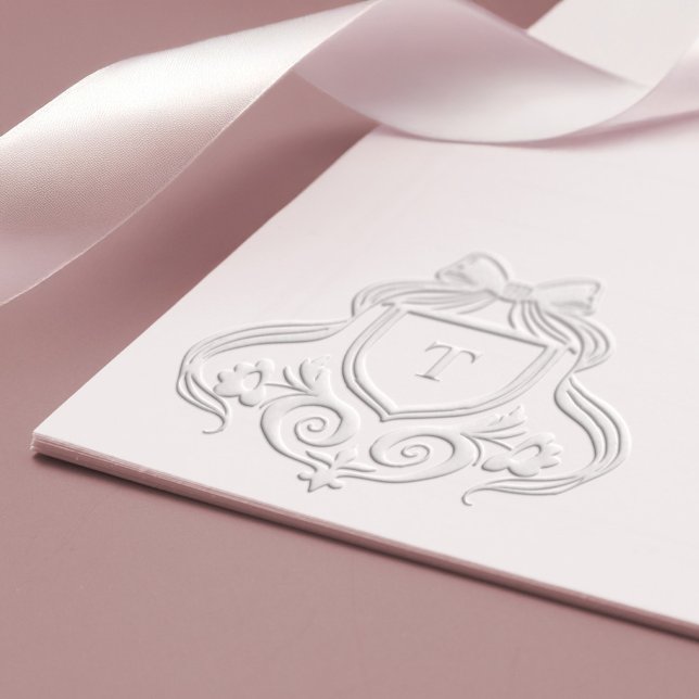 Chic Flowing Bow & Ribbon Wedding Monogram Crest Embosser (Chic Flowing Bow & Ribbon Wedding Monogram Crest Embosser)