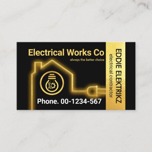 Chic Fluorescent Gold Home Wiring Business Card