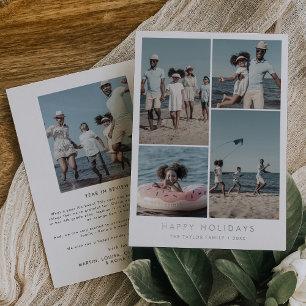 Chic Foil Happy Holidays Year In Review 5 Photo Foil Holiday Card