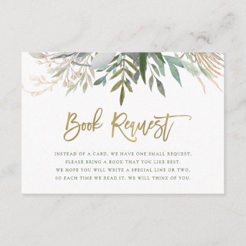Chic Foliage  Baby Book Request Enclosure Card