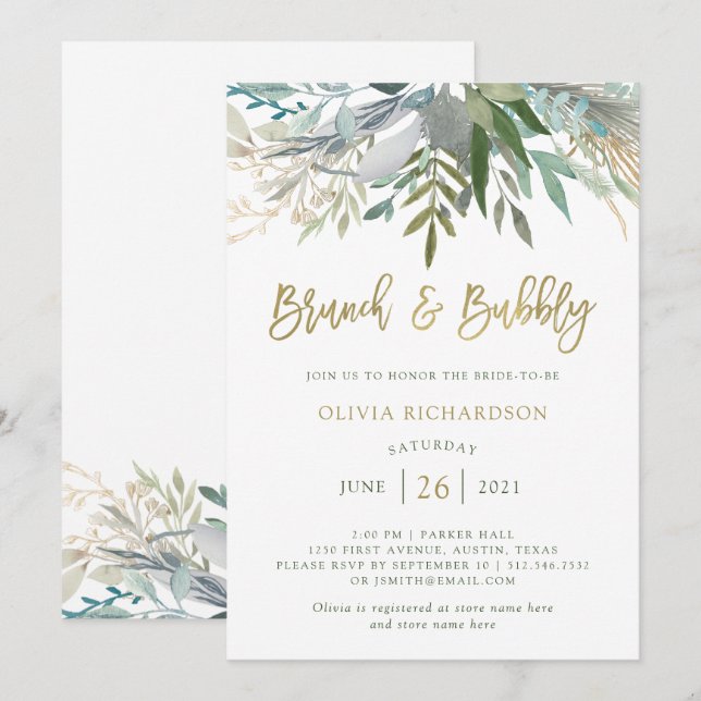 Chic Foliage | Brunch and Bubbly Invitation (Front/Back)