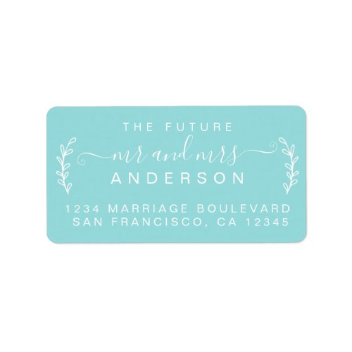 Chic Foliage Future Mr Mrs Wedding Return Address  Label