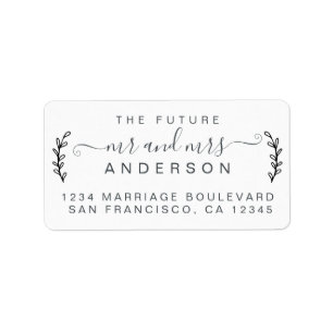 Chic Foliage Future Mr Mrs Wedding Return Address Label