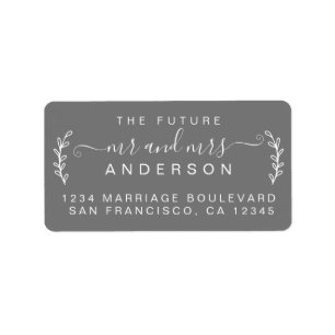 Chic Foliage Future Mr Mrs Wedding Return Address Label