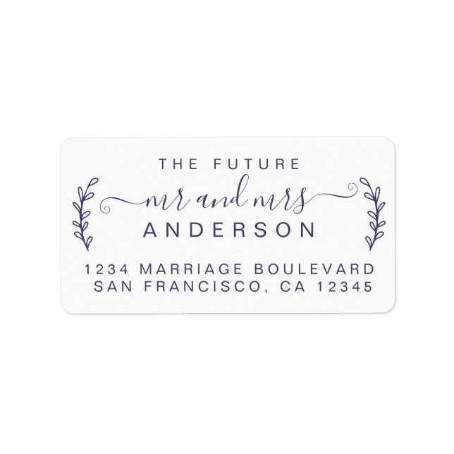 Chic Foliage Future Mr Mrs Wedding Return Address Label (Front)