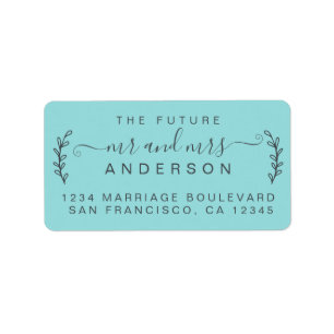Chic Foliage Future Mr Mrs Wedding Return Address  Label