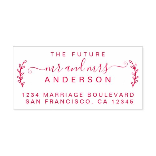 Chic Foliage Future Mr Mrs Wedding Return Address Self_inking Stamp