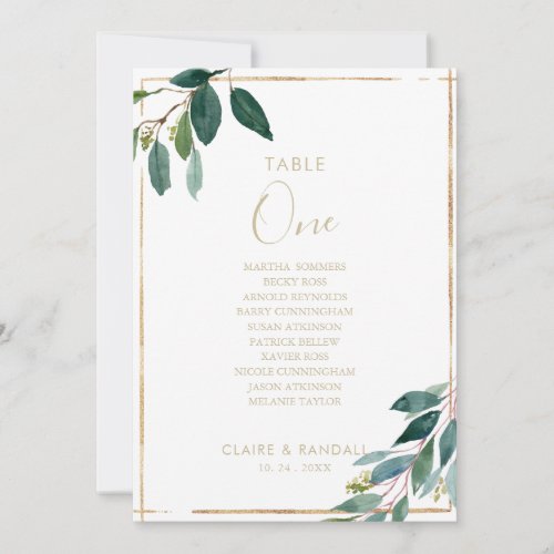 Chic Foliage Table Number 1 Seating Chart