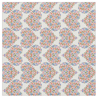 Chic Folk Art Floral Hearts on White Custom Fabric