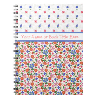 Chic Folk Art Florals on White Spiral Notebook