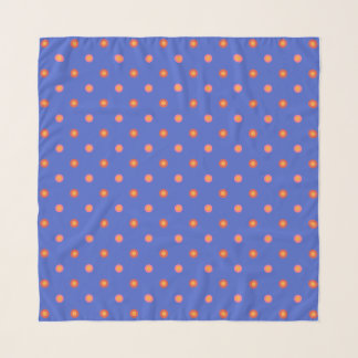 Chic Folk Art Pink and Red Polka Dots on Blue Scarf