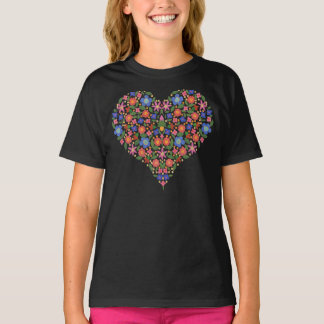 Chic Folk Art Style Floral Heart Teens Tank Top