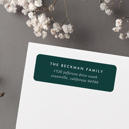 Chic Forest Green and White Return Address Label