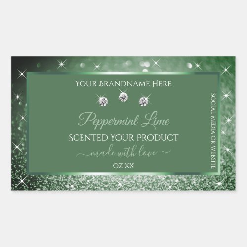 Chic Forest Green Glitter Product Packaging Labels