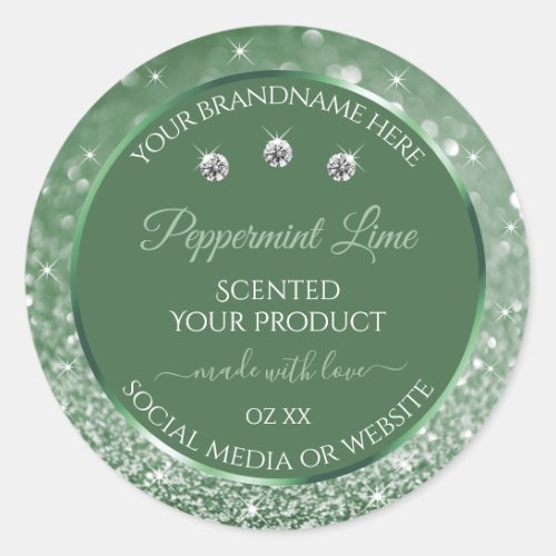 Chic Forest Green Glitter Product Packaging Labels