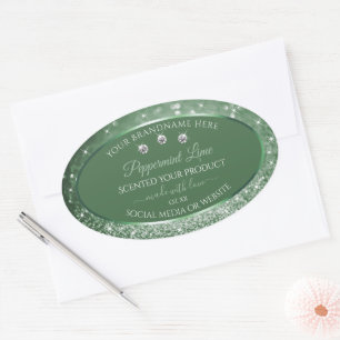 Chic Forest Green Glitter Product Packaging Labels