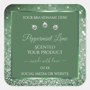 Chic Forest Green Glitter Product Packaging Labels