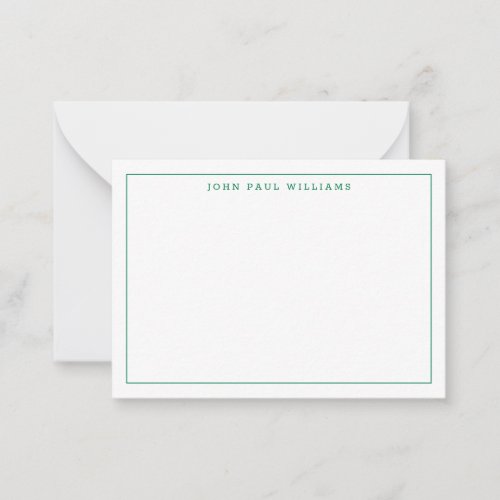 Chic Forest Green Professional Simple Thin Border Note Card