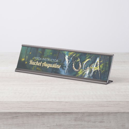 Chic Forest YOGA Hidden Text Meditation Instructor Desk Name Plate