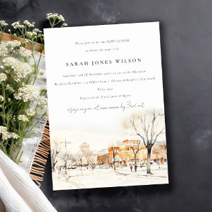 Chic Forgo North Dakota City Scape Baby Shower Invitation