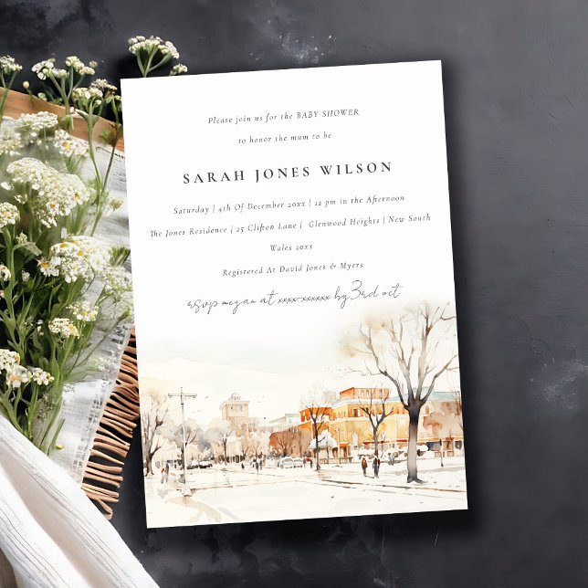 Chic Forgo North Dakota City Scape Baby Shower Invitation (Creator Uploaded)